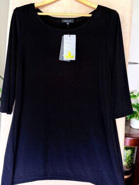 LBISSE NWT Black Asymmetrical Hem Swing Tunic Top Size L